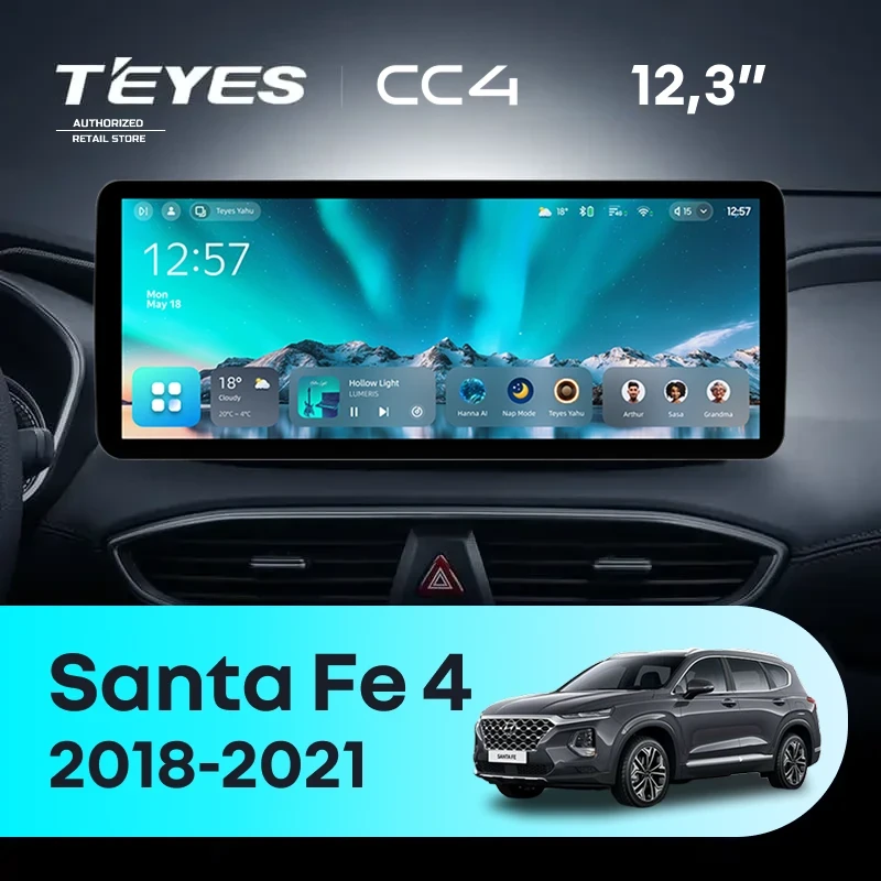 Штатная магнитола Teyes CC4 12.3" 8/128 Hyundai Santa Fe 4 (2018-2021)