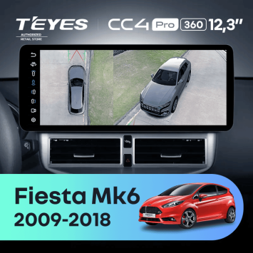 Штатная магнитола Teyes CC4 Pro 12.3" 360 12/256 Ford Fiesta Mk 6 (2009-2018) Тип-B