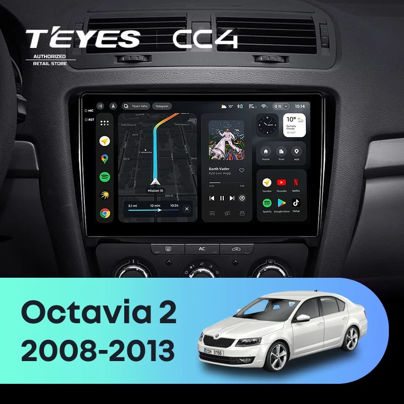 Штатная магнитола Teyes CC4 6/64 Skoda Octavia 2 A5 (2008-2013) (10 inch Universal)