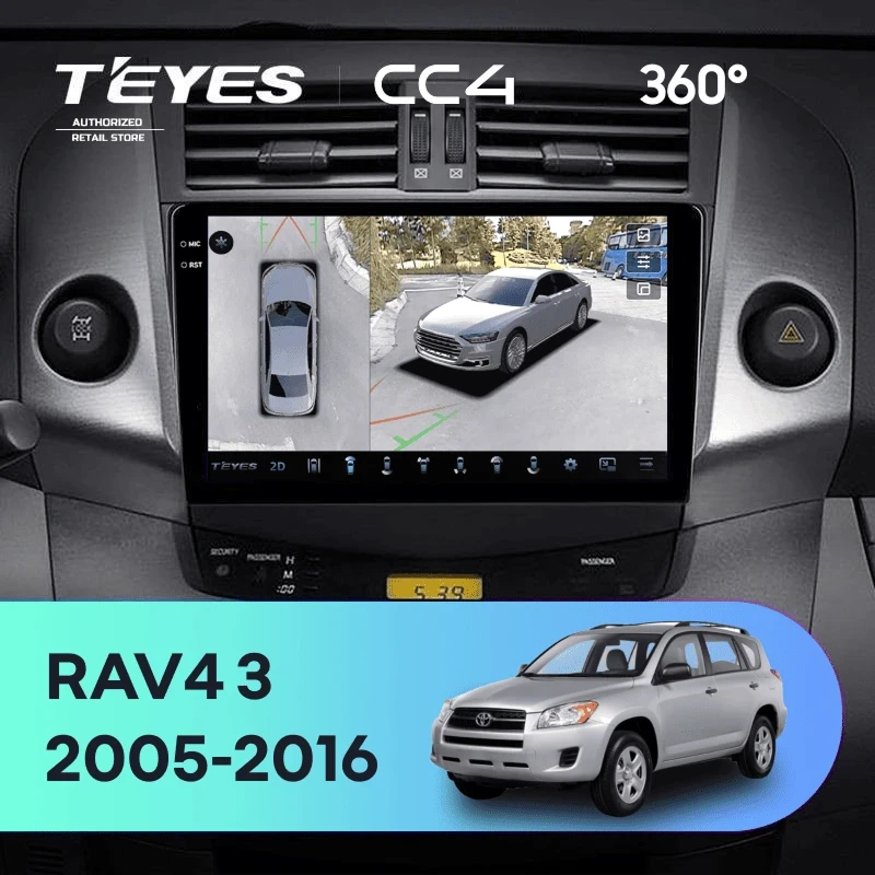 Штатная магнитола Teyes CC4 360 8/128 Toyota RAV4 3 XA30 (2005-2016) F1 9"