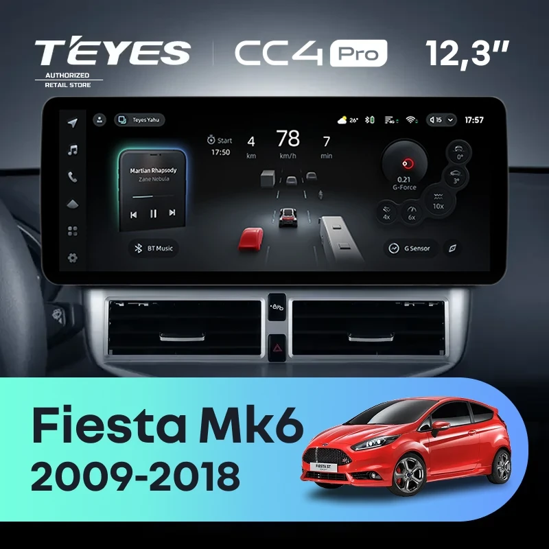 Штатная магнитола Teyes CC4 Pro 12.3" 8/128 Ford Fiesta Mk 6 (2013-2018) Тип-B