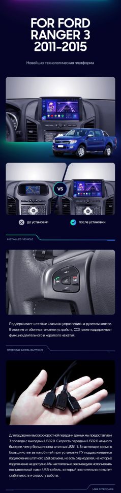Штатная магнитола Teyes CC3L 4/32 Ford Ranger 3 (2011-2015) F1