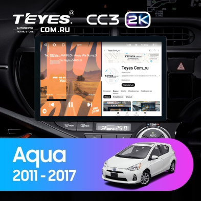 Штатная магнитола Teyes CC3 2K 6/128 Toyota Aqua (2011-2017) Правый руль (11")