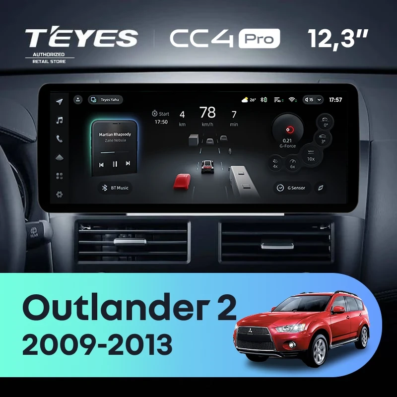 Штатная магнитола Teyes CC4 Pro 12.3" 8/128 Mitsubishi Outlander 2 CW0W (2009-2013) Тип-A