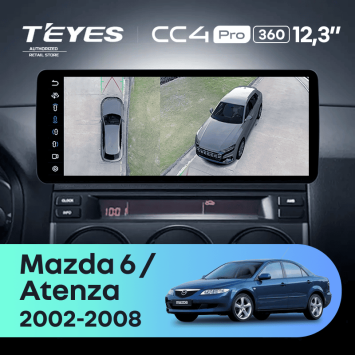 Штатная магнитола Teyes CC4 Pro 12.3" 360 12/256 Mazda 6 (2002-2008)