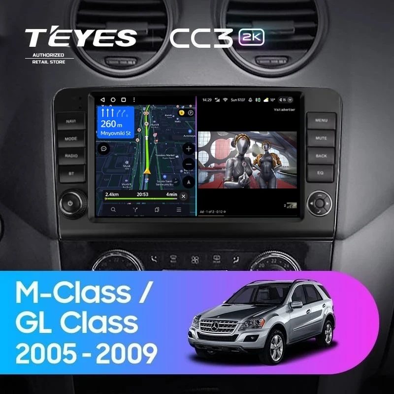 Штатная магнитола Teyes CC3 2K 6/128 Mercedes-Benz ML-Class X164 (2005-2009) F2