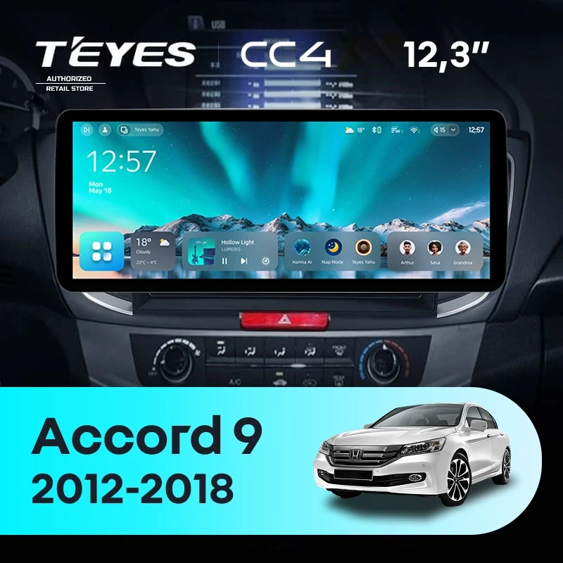 Штатная магнитола Teyes CC4 12.3" 8/128 Honda Accord 9 CR (2012-2018)