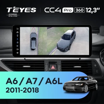 Штатная магнитола Teyes CC4 Pro 12.3" 360 8/128 Audi A7 4G (RMC System) (2011-2018) Правый руль