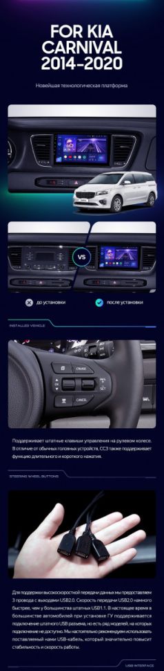 Штатная магнитола Teyes CC3 4/32 Kia Carnival YP (2014-2021) F1 Тип-B