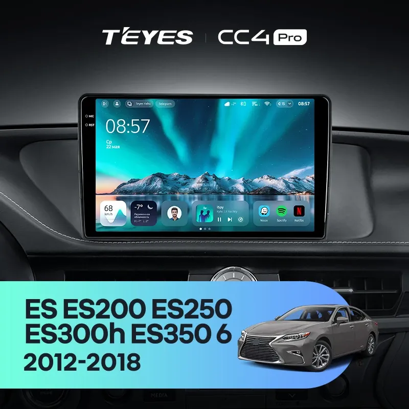 Штатная магнитола Teyes CC4 Pro 8/128 Lexus ES ES200 ES250 ES300h ES350 XV60 VI (2012-2018) Тип-B