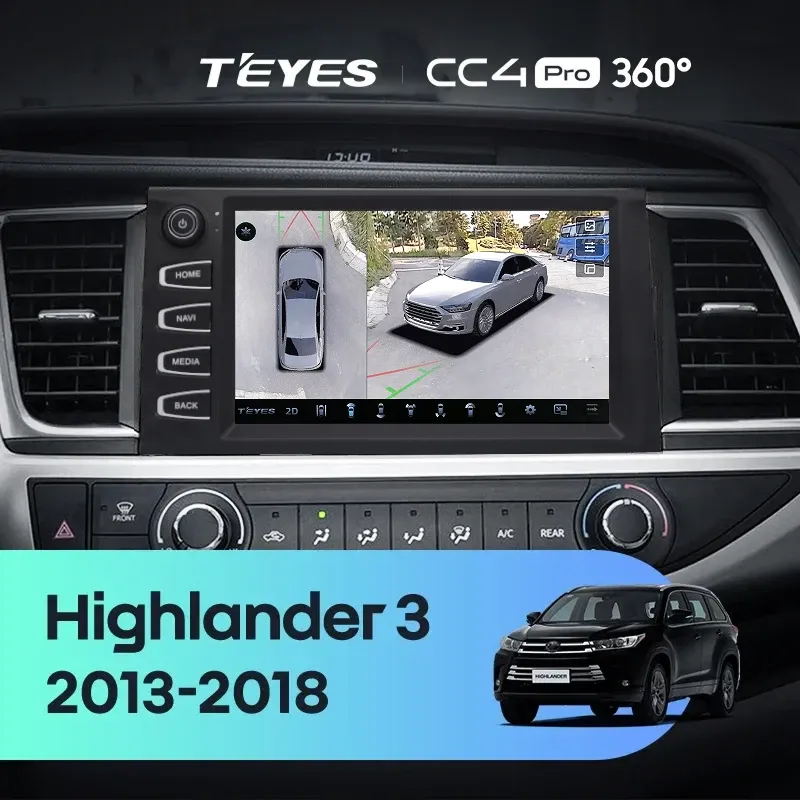 Штатная магнитола Teyes CC4 Pro 360 8/128 Toyota Highlander 3 XU50 (2013-2018) F2 с кнопками
