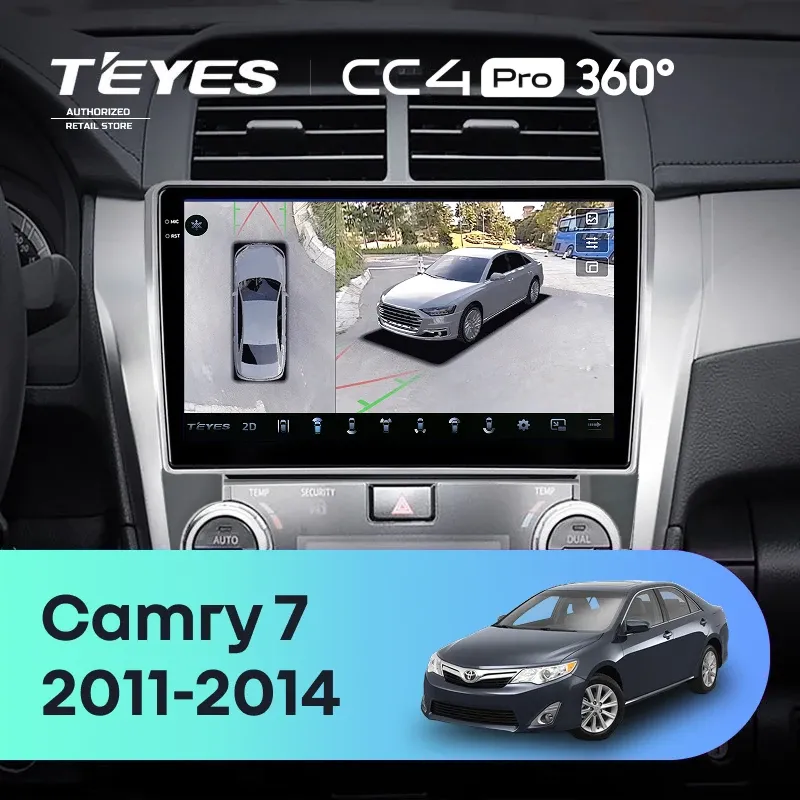 Штатная магнитола Teyes CC4 Pro 360 12/256 Toyota Camry 7 XV 50 55 (2011-2014) (черно-серая) F1