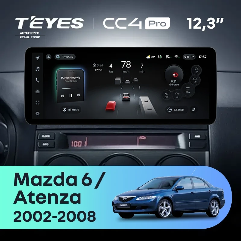 Штатная магнитола Teyes CC4 Pro 12.3" 8/128 Mazda 6 (2002-2008)