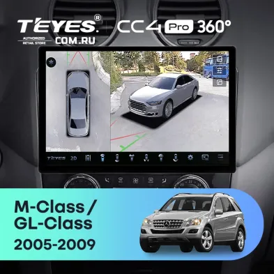 Штатная магнитола Teyes CC4 Pro 360 12/256 Mercedes-Benz ML-Class (2005-2009) F3 (13") (Матовая)