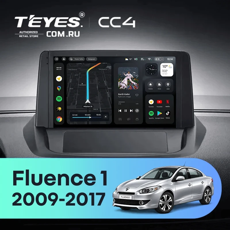 Штатная магнитола Teyes CC4 6/64 Renault Fluence 1 (2009-2017) (0din)