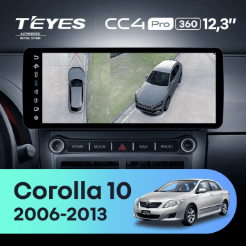 Штатная магнитола Teyes CC4 Pro 12.3" 360 12/256 Toyota Corolla 10 E140 E150 (2006-2013)