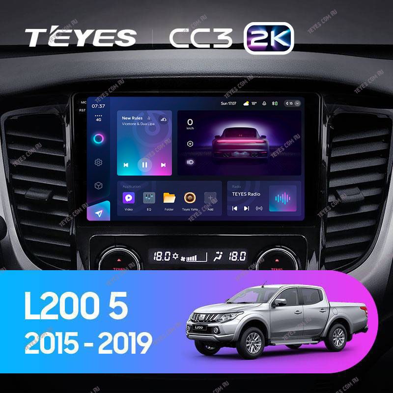 Штатная магнитола Teyes CC3 2K 360 6/128 Mitsubishi L200 5 (2015-2019) кондиционер F1