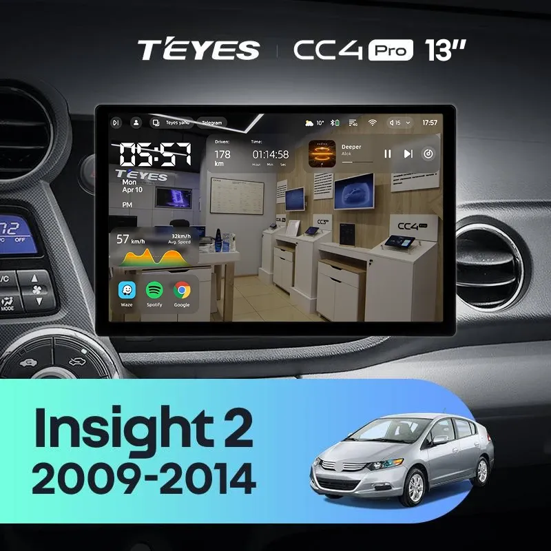 Штатная магнитола Teyes CC4 Pro 8/128 Honda Insight 2 LHD (2009-2014) (13")