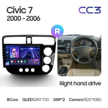Штатная магнитола Teyes CC3L 4/64 Honda Civic 7 (2000-2006) F2 Правый руль