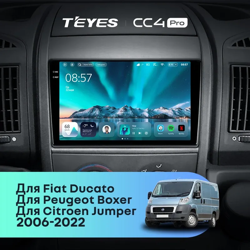 Штатная магнитола Teyes CC4 Pro 8/128 Fiat Ducato 3 (2006-2022)