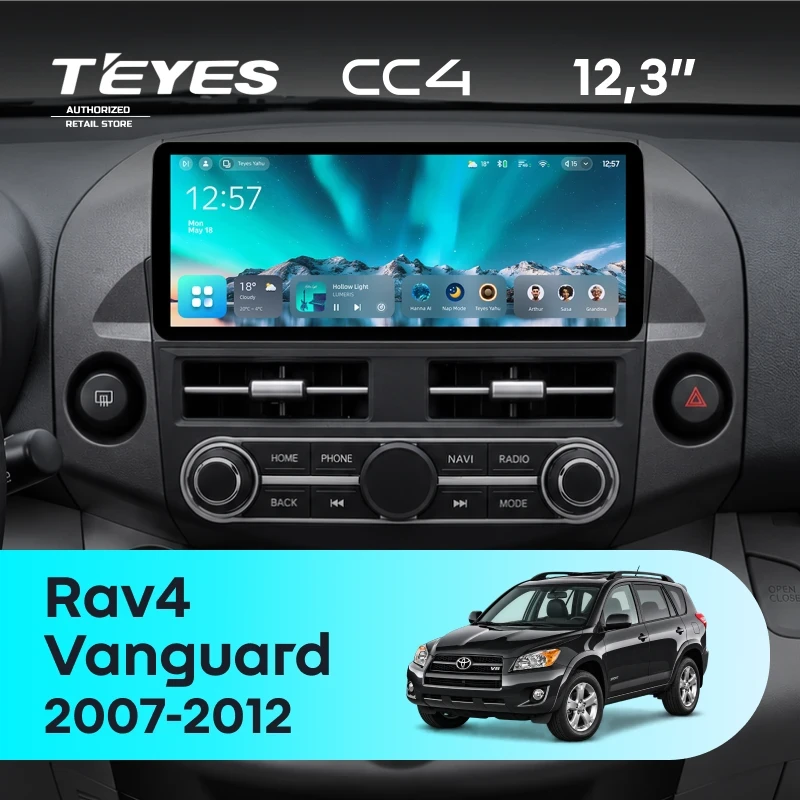 Штатная магнитола Teyes CC4 12.3" 8/128 Toyota RAV4 XA30 (2007-2012) F2