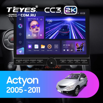 Штатная магнитола Teyes CC3 2K 6/128 SsangYong Actyon C100 (2005-2011) (13" с кнопками)