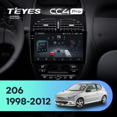 Штатная магнитола Teyes CC4 Pro 8/128 Peugeot 206 (1998-2012) F1