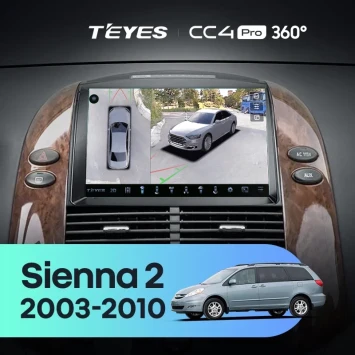 Штатная магнитола Teyes CC4 Pro 360 12/256 Toyota Sienna 2 II XL20 (2003-2010)