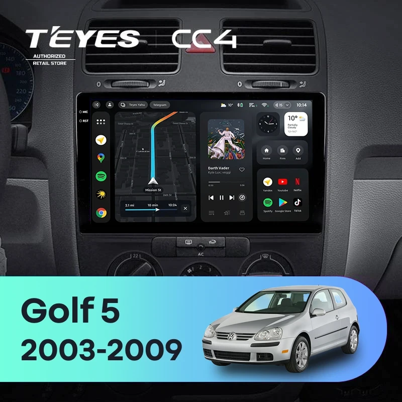 Штатная магнитола Teyes CC4 6/64 Volkswagen Golf 5 (2003-2009) F1