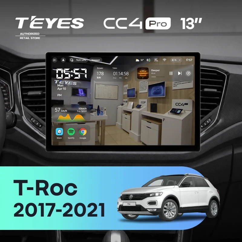 Штатная магнитола Teyes CC4 Pro 12/256 Volkswagen T-Roc (2017-2021) (13")