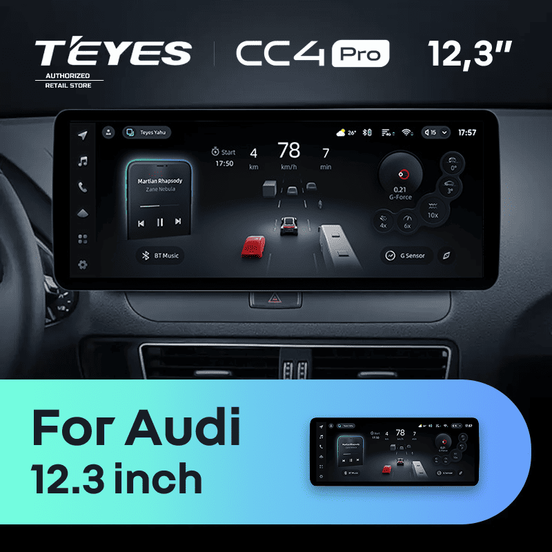Штатная магнитола Teyes CC4 Pro 12.3" 8/128 Audi Q5 8R (2008-2017) Тип-B
