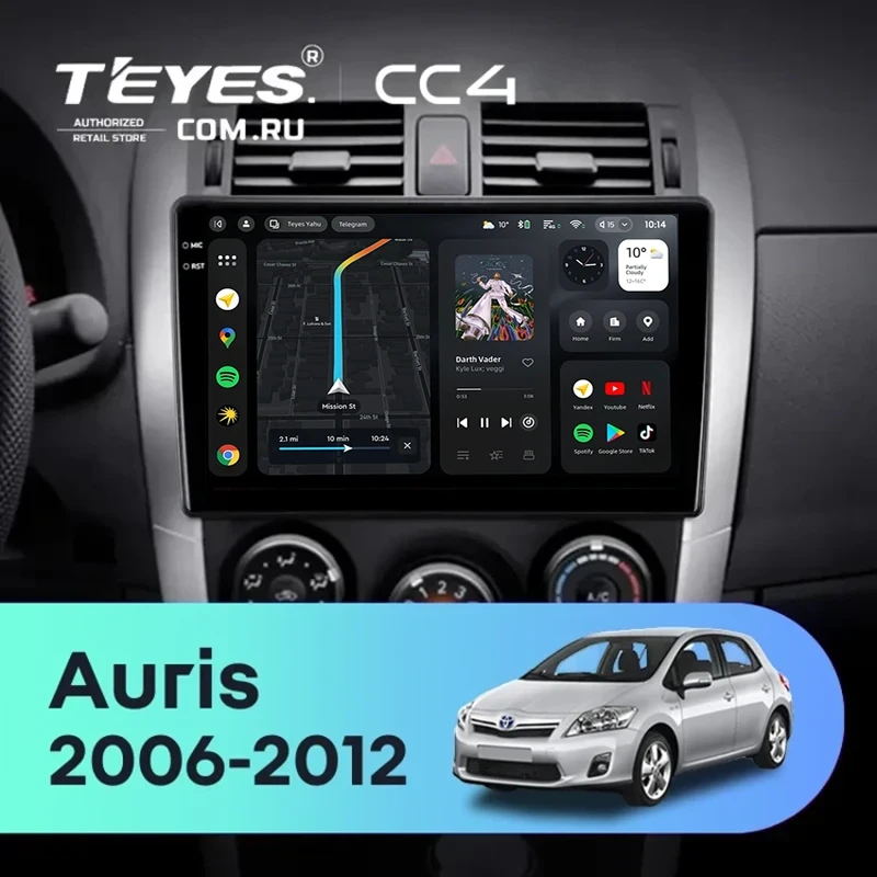 Штатная магнитола Teyes CC4 6/64 Toyota Auris E150 (2006-2012) (0din)