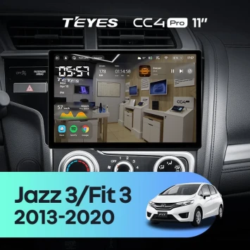 Штатная магнитола Teyes CC4 Pro 12/256 Honda Fit 3 GP GK (2013-2020) Тип-A (11")