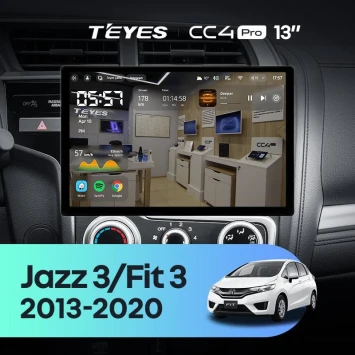 Штатная магнитола Teyes CC4 Pro 8/128 Honda Jazz 3 (2015-2020) Тип-B (13")
