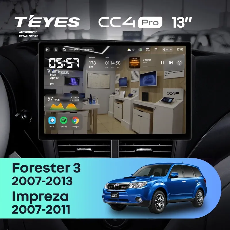 Штатная магнитола Teyes CC4 Pro 12/256 Subaru Forester 3 SH (2007-2013) (13")