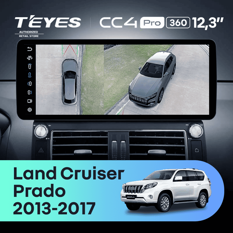 Штатная магнитола Teyes CC4 Pro 12.3" 360 12/256 Toyota Land Cruiser Prado 150 (2013-2017) F1