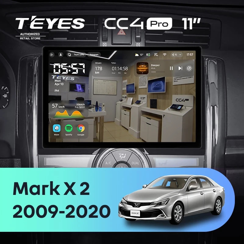 Штатная магнитола Teyes CC4 Pro 8/128 Toyota Mark X 2 X130 (2009-2020) (11")