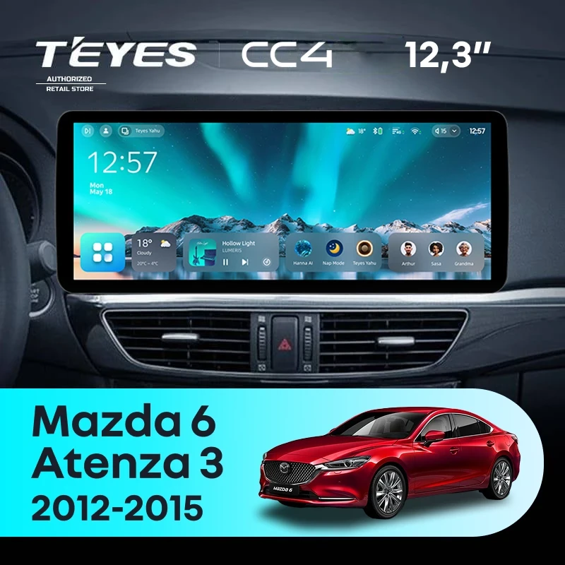 Штатная магнитола Teyes CC4 12.3" 8/128 Mazda Atenza 3 (2012-2015) Тип-A Правый руль