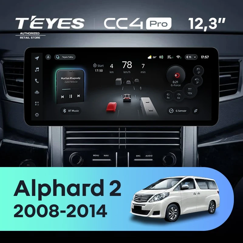 Штатная магнитола Teyes CC4 Pro 12.3" 12/256 Toyota Alphard 2 H20 (2008-2014) Тип-B