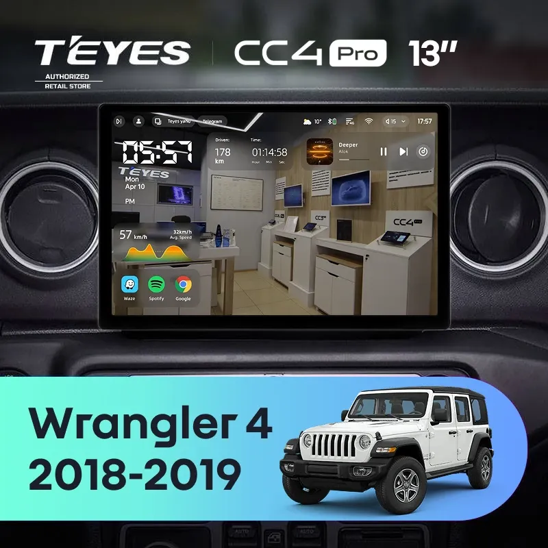 Штатная магнитола Teyes CC4 Pro 12/256 Jeep Wrangler 4 JL (2018-2019) (13")