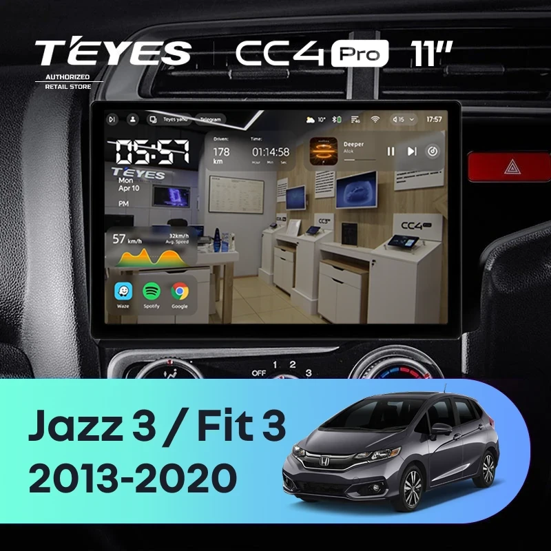 Штатная магнитола Teyes CC4 Pro 12/256 Honda Fit 3 GP GK (2013-2020) Тип-B Правый руль (11")