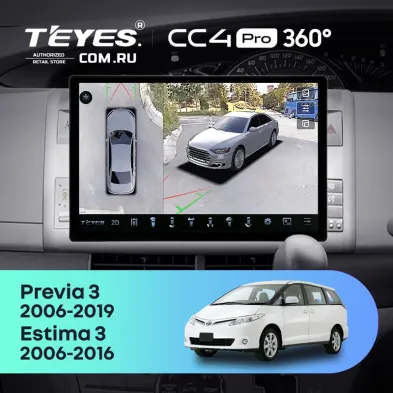 Штатная магнитола Teyes CC4 Pro 360 8/128 Toyota Previa XR50 3 (2006-2019) Правый руль (13")