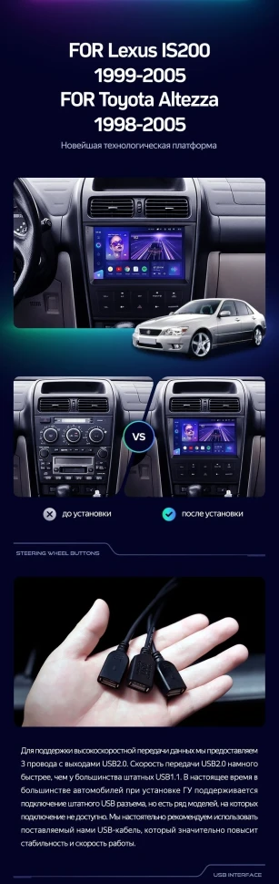 Штатная магнитола Teyes CC3 2K 4/64 Lexus IS200 XE10 (1999-2005)