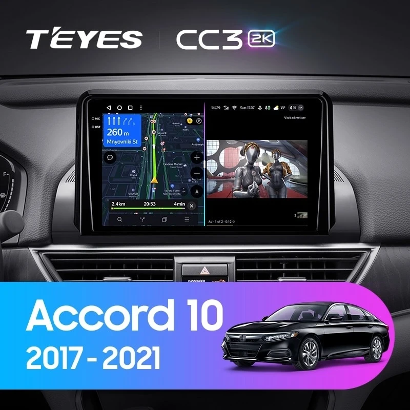 Штатная магнитола Teyes CC3 2K 4/32 Honda Accord 10 CV (2017-2021) Тип-B