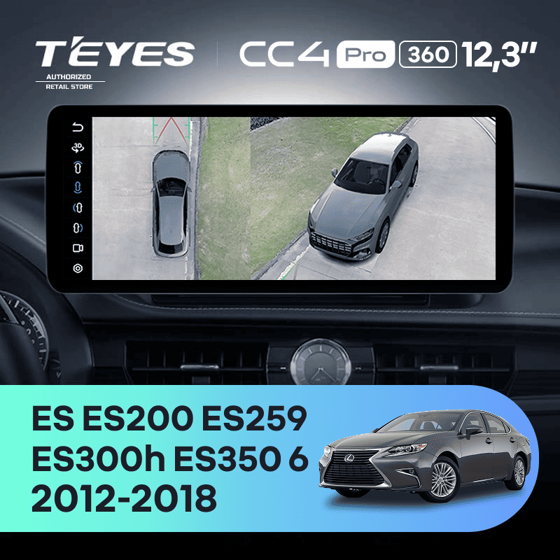 Штатная магнитола Teyes CC4 Pro 12.3" 360 12/256 Lexus ES ES200 ES250 ES300h ES350 XV60 VI 6 (2012-2018) Тип-C