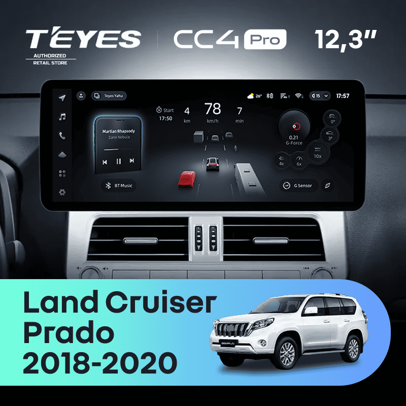 Штатная магнитола Teyes CC4 Pro 12.3" 12/256 Toyota Land Cruiser Prado 150 (2018-2020)