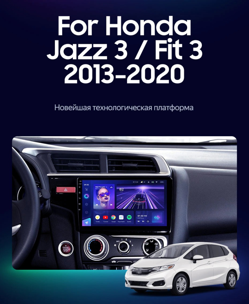 Штатная магнитола Teyes CC3 2K 6/128 Honda Fit 3 (2013-2020) Тип-A