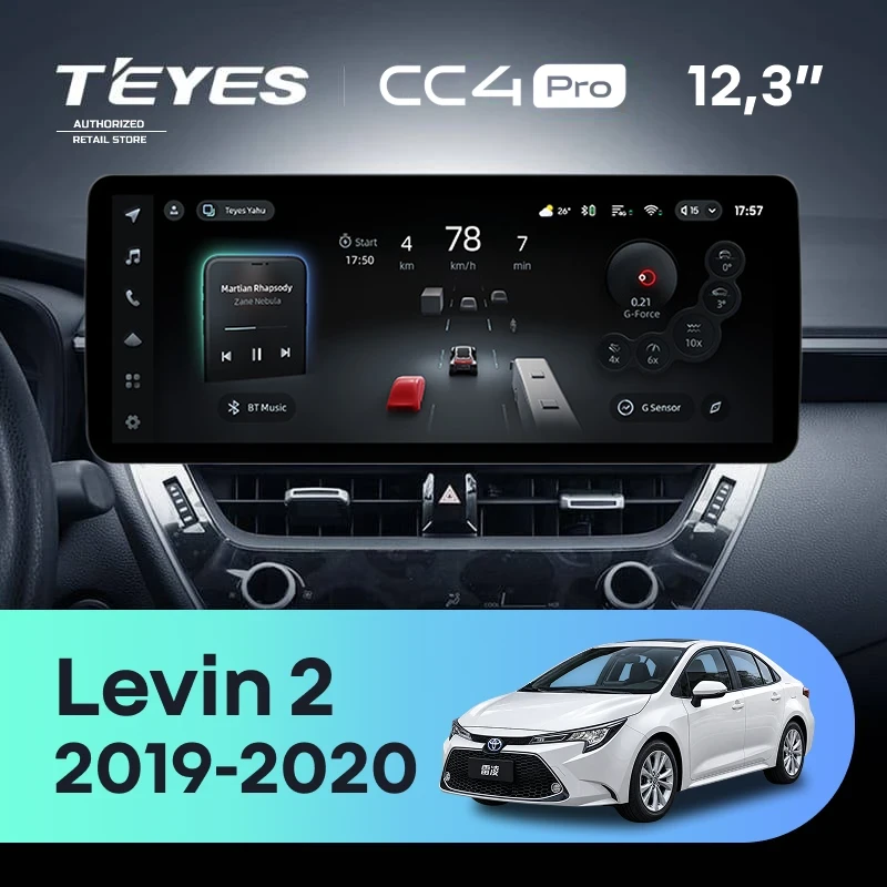Штатная магнитола Teyes CC4 Pro 12.3" 12/256 Toyota Levin 2 E210 (2019-2023) Тип-B