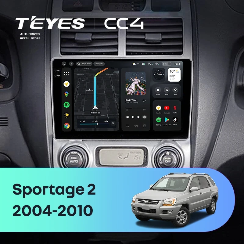 Штатная магнитола Teyes CC4 Pro 360 8/128 Kia Sportage 2 (2004-2010) F1 (11")