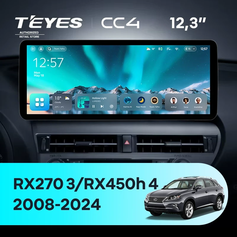 Штатная магнитола Teyes CC4 12.3" 6/64 Lexus RX270 3 RX450h 3 AL10 (2008-2015) Тип-B